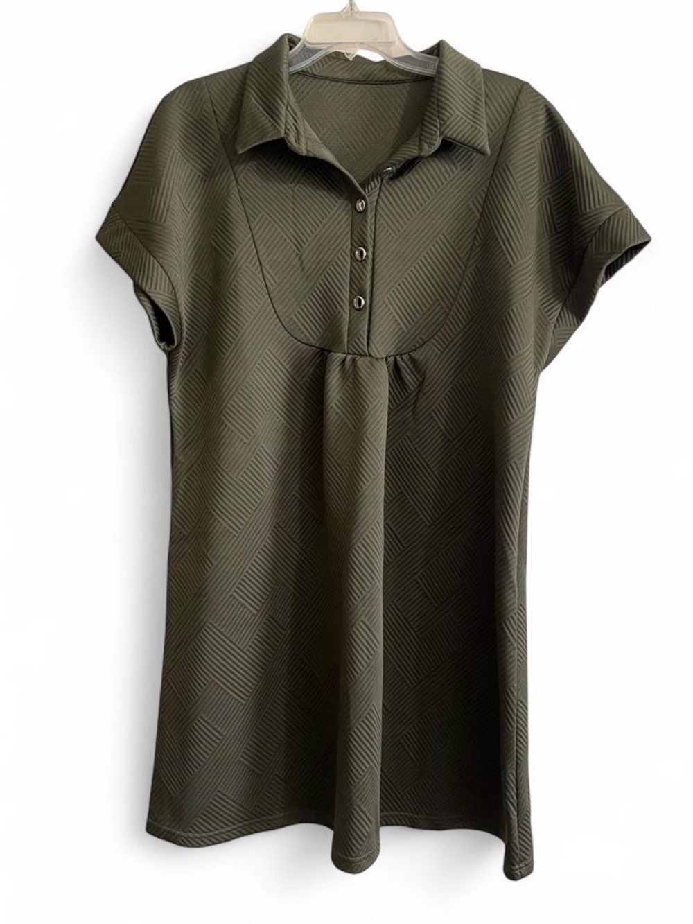 SHEIN Olive Green Short Sleeve Polo Dress XL